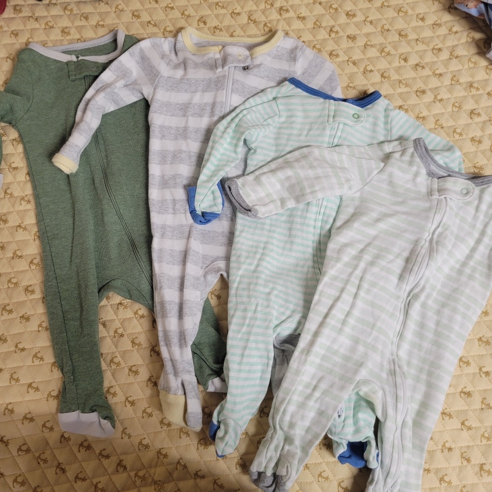 Cloud Island Bundle of 4 pajama footies 0-3M